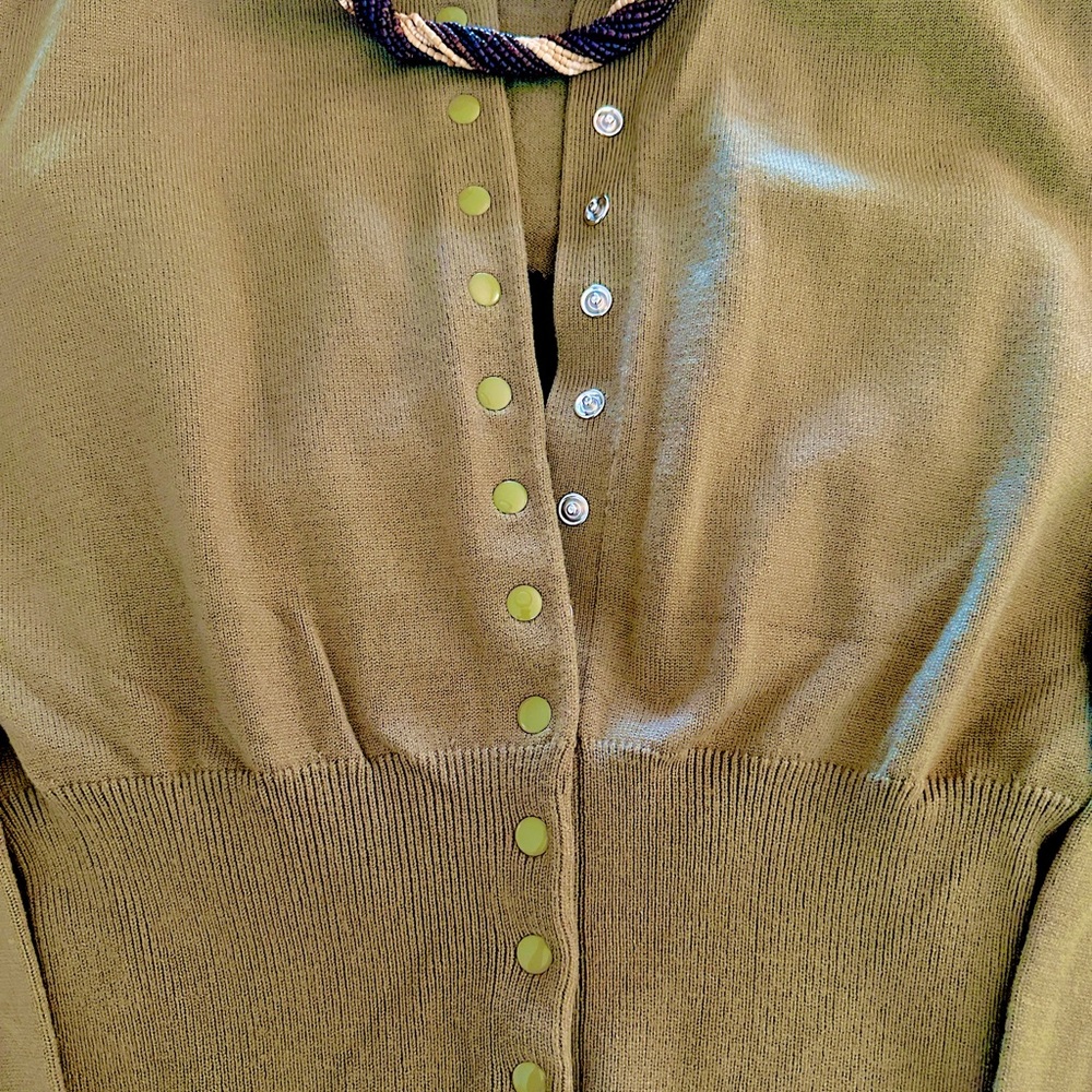 Isalis ColleenOlive Button-Up Women's Cardigan size L NWOT
